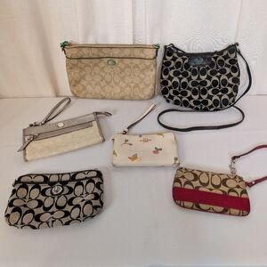Six Coach Bags And Wristlets Lot As Is Bundle